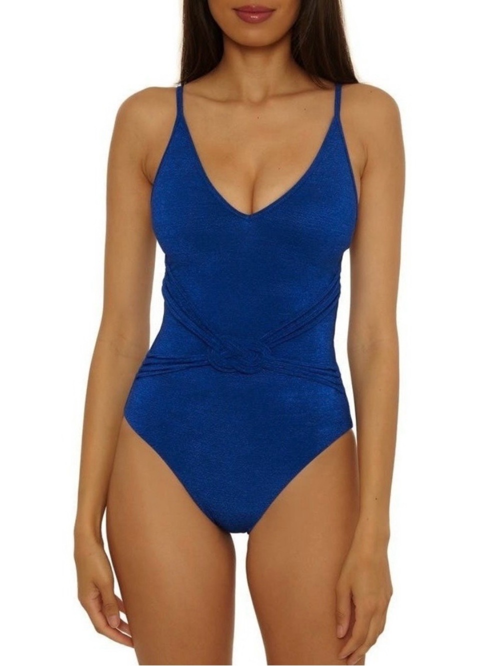 NWT Trina Turk Crepe Wrap One-Piece Swimsuit Indigo Size 6
